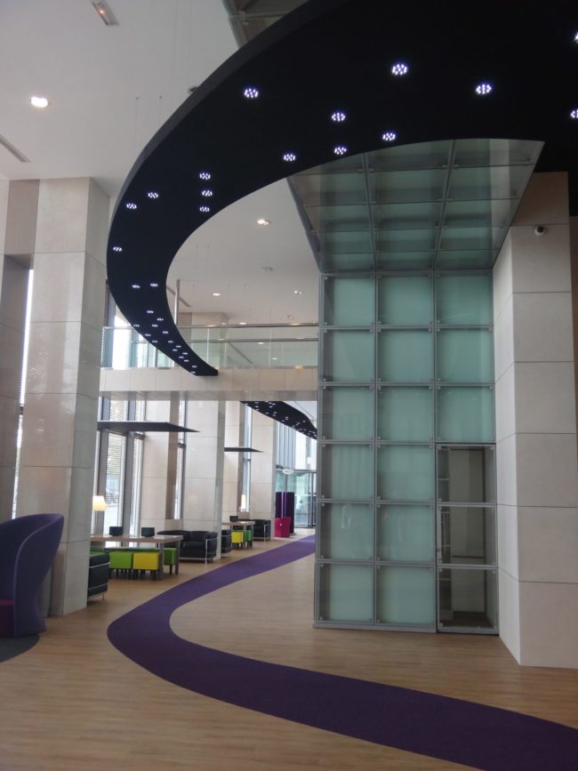 plafond acoustique noir en forme courbe