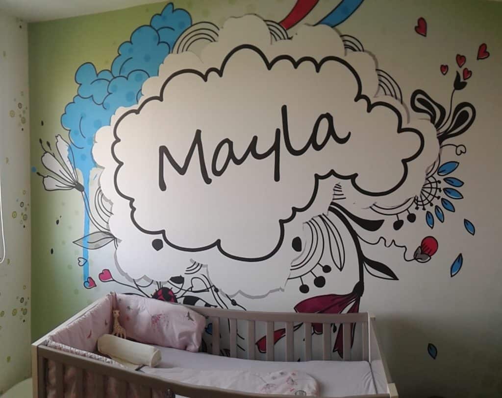 Mur imprimé avec un décor pour chambre d'enfant