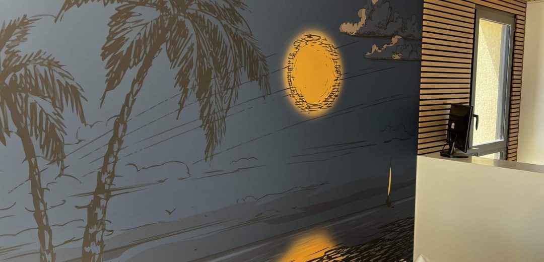 mur tendu imprimé et acoustique