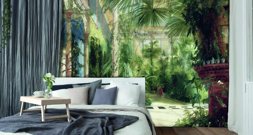 mur tendu personnalisé dans une chambre