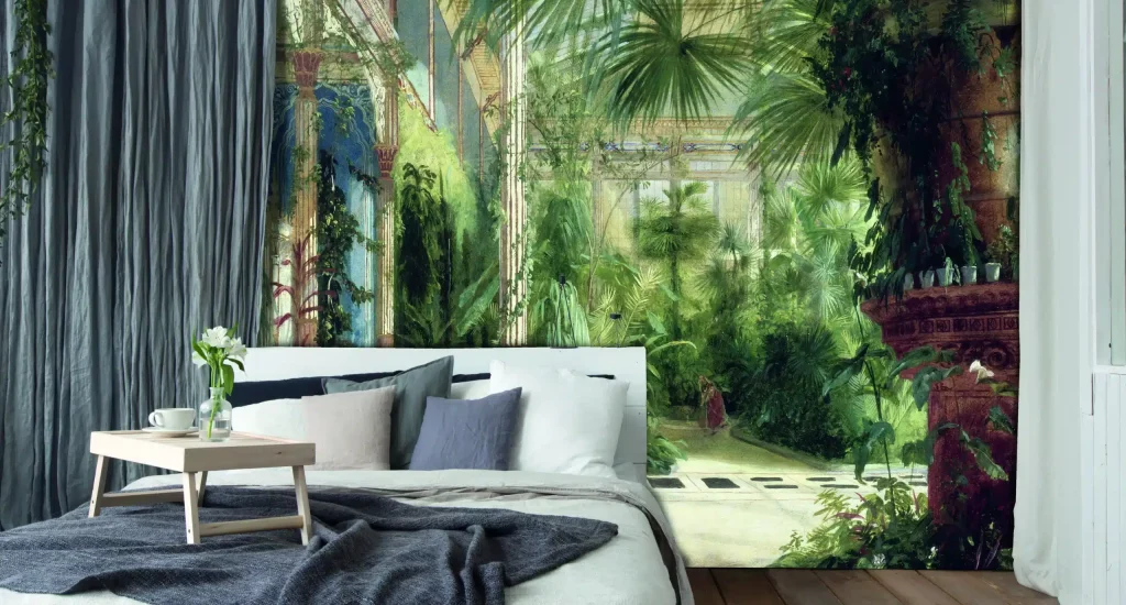 mur tendu personnalisé dans une chambre